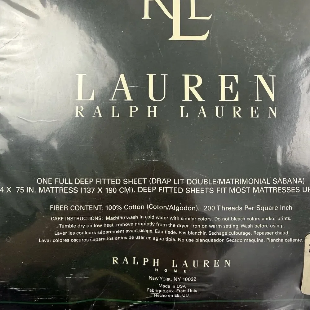 NEW LRL Ralph Lauren Home Full Deep Fitted Sheet Solid 100% Cotton Sage USA